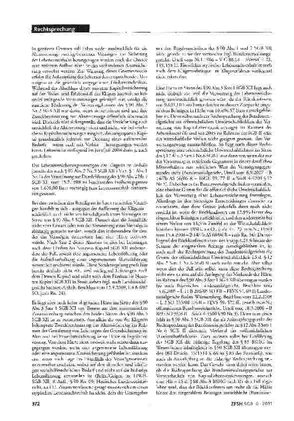 Vorschauseite 3: GLeichbehandLung einer Lebensversicherung mit Altersvorsorgevermögen; härtefallgeschütztes Vermögen; Unwirtschaftlichkeit der Verwertung; Verdeckungstendenz; Vertrauensschutz