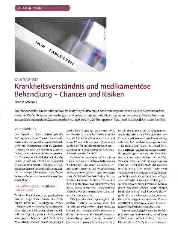 Vorschauseite 1: Krankheitsverständnis und medikamentöse Behandlung - Chancen und Risiken