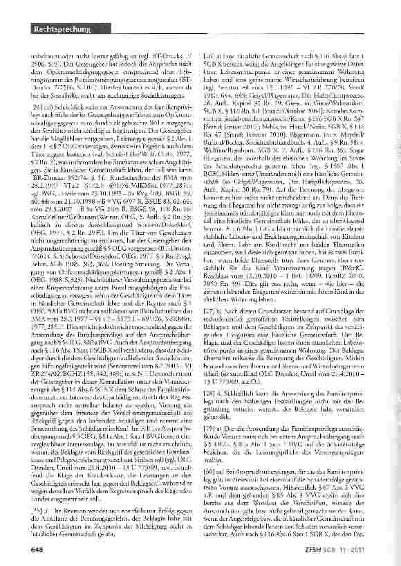 Vorschauseite 4: Opferentschädigung; Regress des Leistungsträgers gegen schadensersatzpflichtigen Vater des Opfers; FamiLienprivileg des §116 Abs. 6 SGB X gilt auch für Forderungsübergang in Opfer…