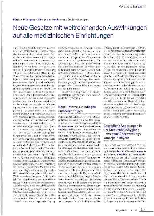 Vorschauseite 1: Neue Gesetze mit weitreichenden Auswirkungen auf alle medizinischen Einrichtungen
