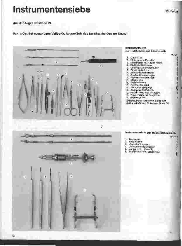 Vorschauseite 1: Instrumentensiebe Aus der Augenheilkunde VI 85. Folge
