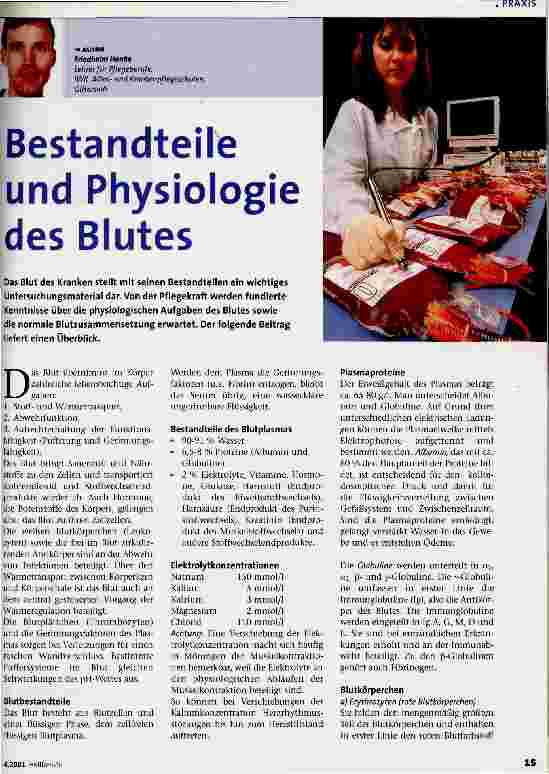Vorschauseite 1: Bestandteile und Physiologie des Blutes