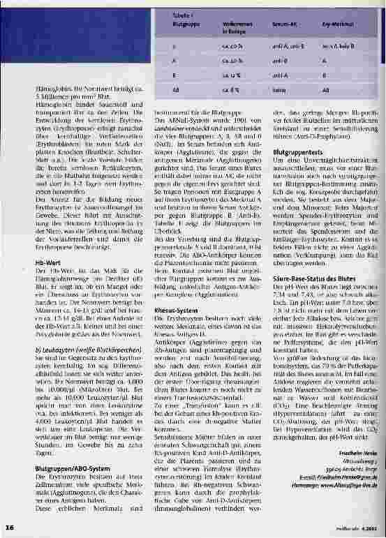 Vorschauseite 2: Bestandteile und Physiologie des Blutes
