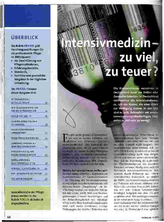 Vorschauseite 1: Intensivmedizin - zu viel, zu teuer?