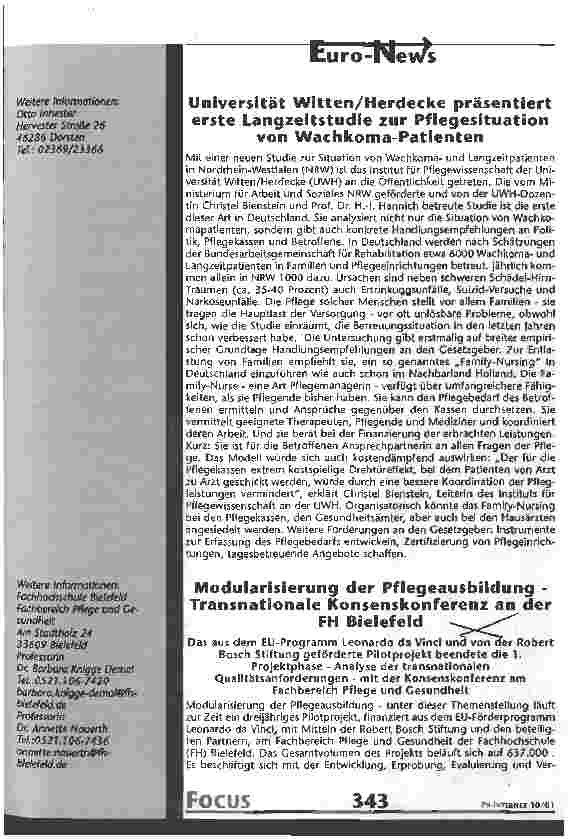 Vorschauseite 1: Modularisierung der Pflegeausbildung - Transnationale Konsenskonferenz an der FH Bielefeld