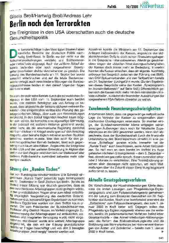Vorschauseite 1: Berlin nach den Terrorakten