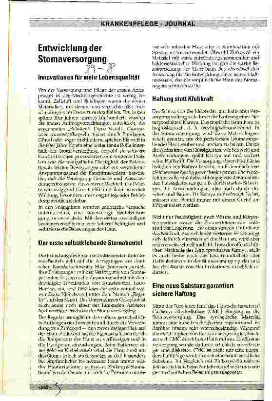Vorschauseite 1: Entwicklung der Stomaversorgung