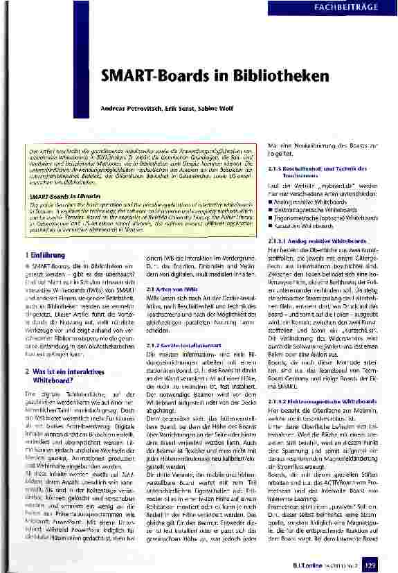 Vorschauseite 1: SMART-Boards in Bibliotheken