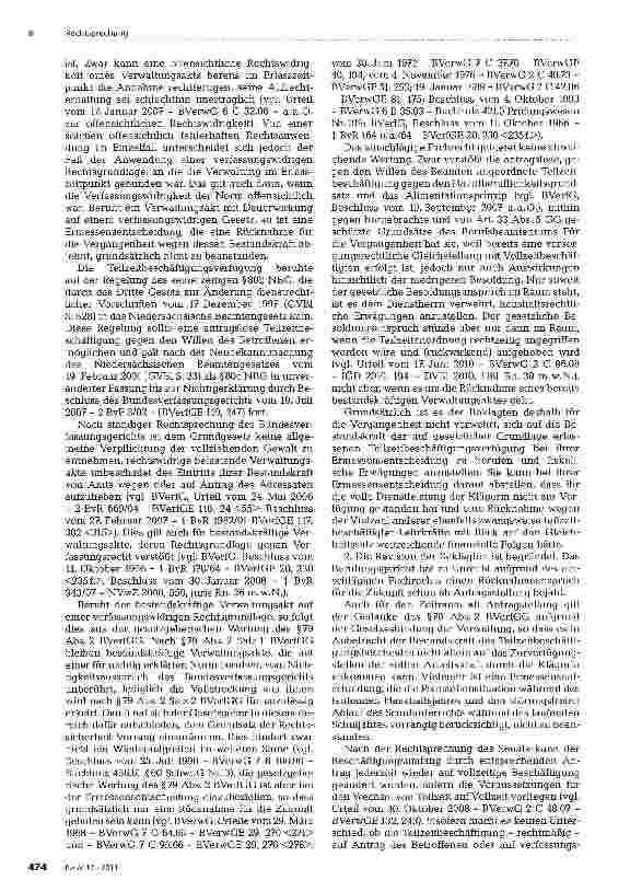 Vorschauseite 2: Rücknahme verfassungswidriger Teilzeitbeschäftigung für die Vergangenheit