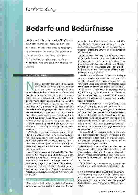 Vorschauseite 1: Bedarfe und Bedürfnisse