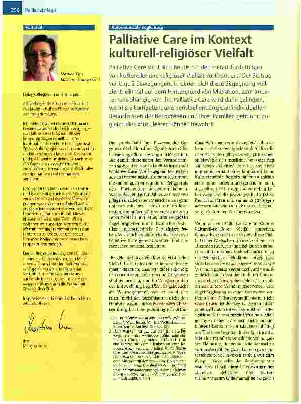 Vorschauseite 1: Palliative Care im Kontext kulturell-religiöser Vielfalt