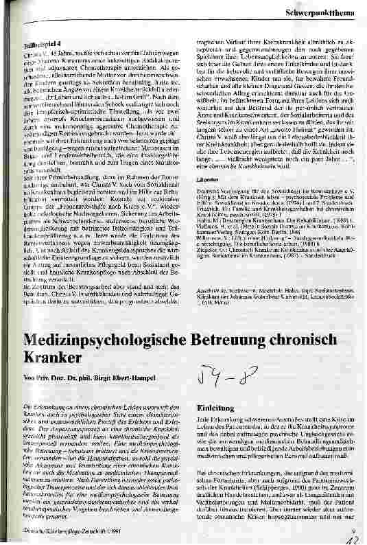 Vorschauseite 1: Medizinpsychologische Betreuung chronisch Kranker