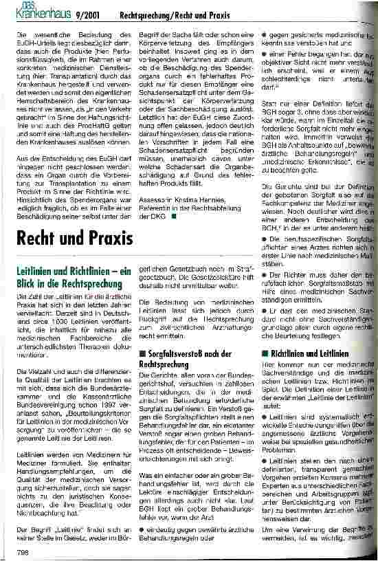 Vorschauseite 3: Haftpflicht bei Organtransplantationen