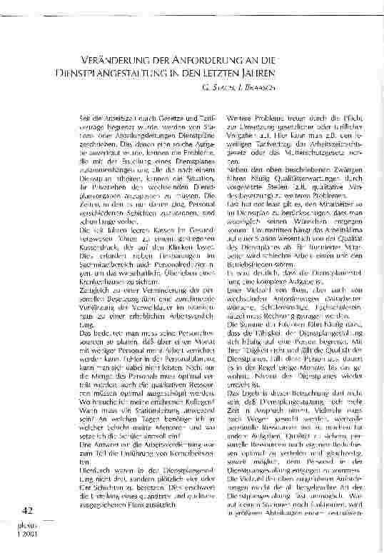 Vorschauseite 1: Veränderung der Anforderung an die Dienstplangestaltung in den letzten Jahren