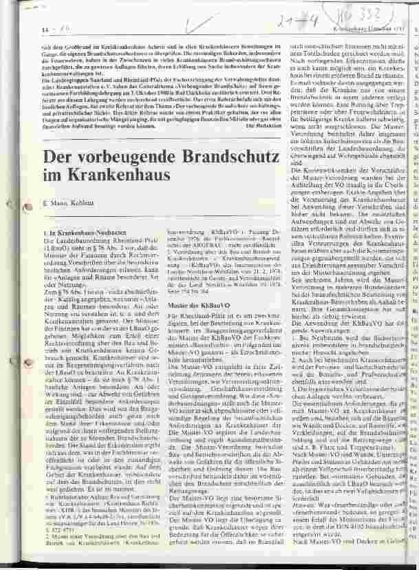 Vorschauseite 1: Der vorbeugende Brandschutz im Krankenhaus