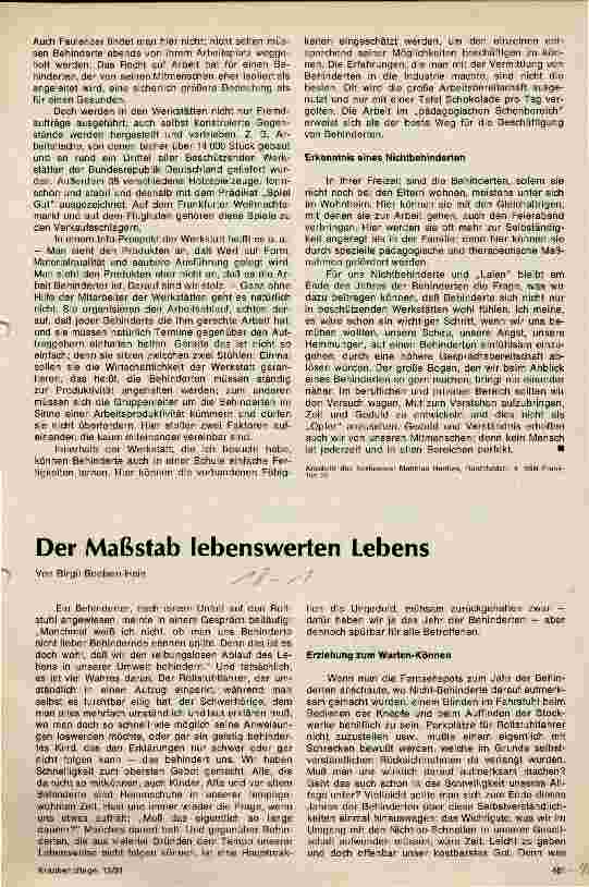 Vorschauseite 2: Der Maßstab lebenswerten Lebens