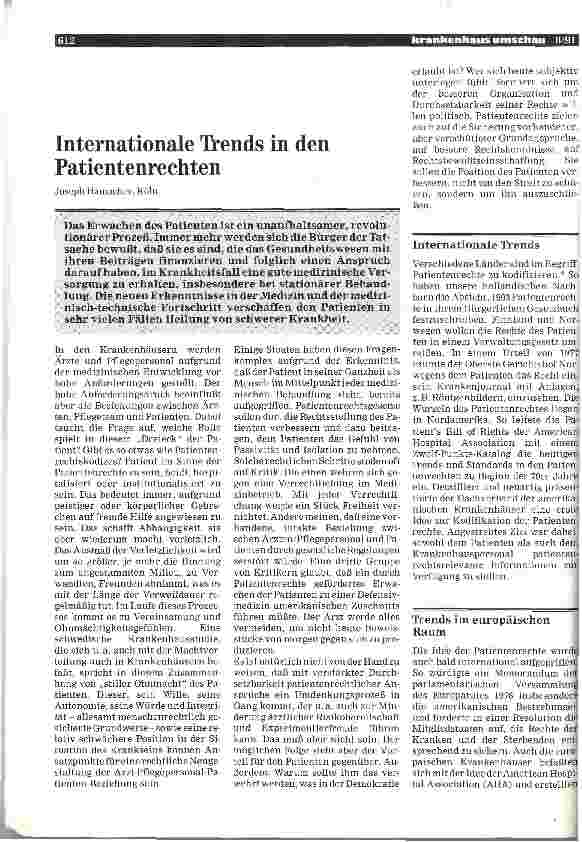 Vorschauseite 1: Internationale Trends in den Patientenrechten