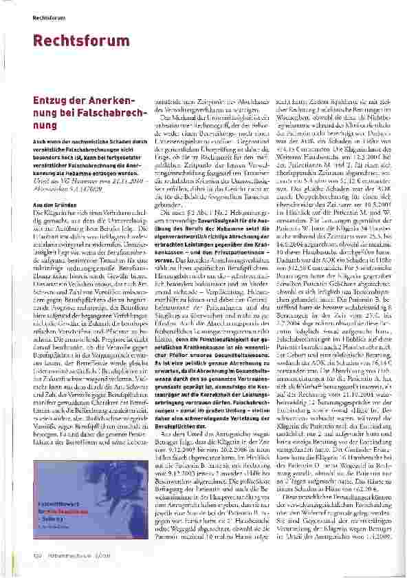 Vorschauseite 1: Entzug der Anerkennung bei Falschabrechnung