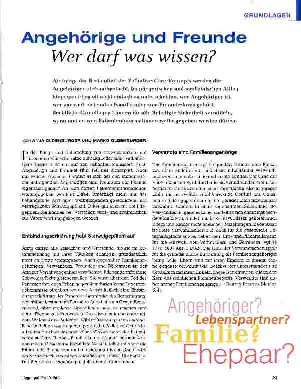 Vorschauseite 1: Angehörige und FreundeWer darf was wissen?