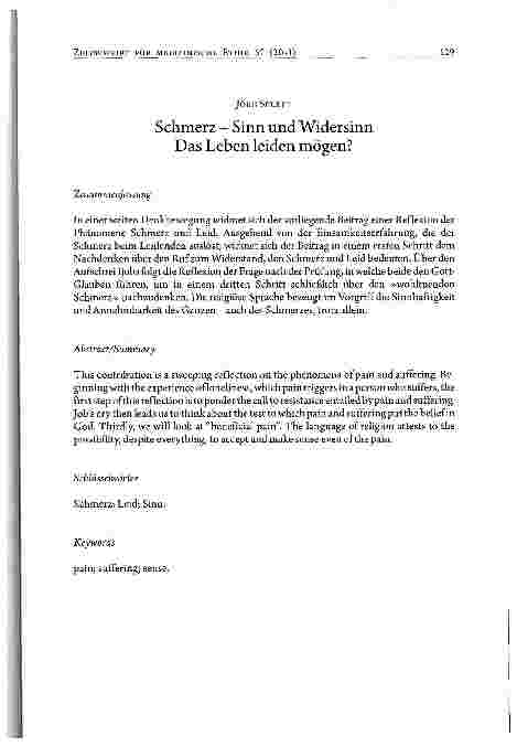 Vorschauseite 1: Schmerz - Sinn und Widersinn Das Leben leiden mögen?