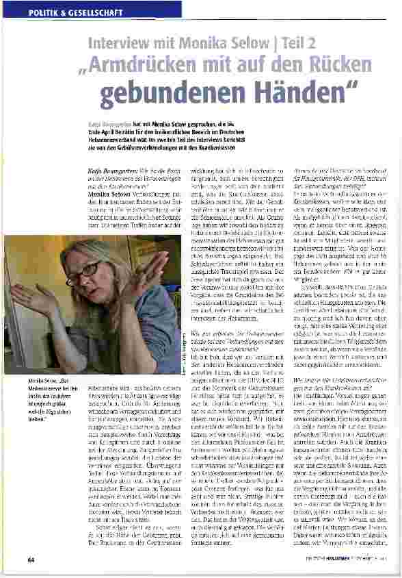 Vorschauseite 1: Interview mit Monika Selow Teil 2 Armdrücken mit auf den Rücken gebundenen Händen