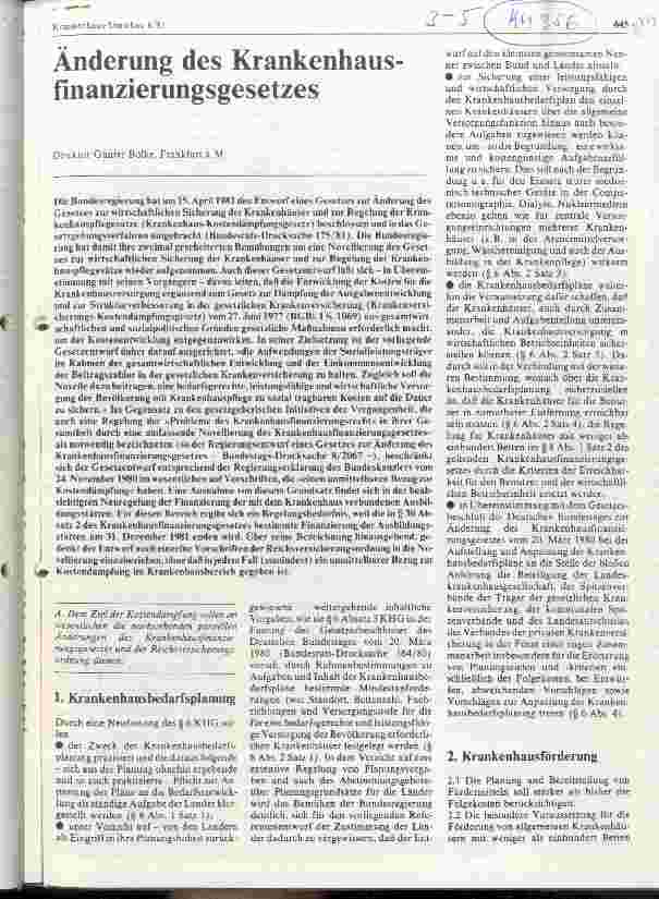Vorschauseite 1: Änderung des Krankenhausfinanzierungsgesetzes