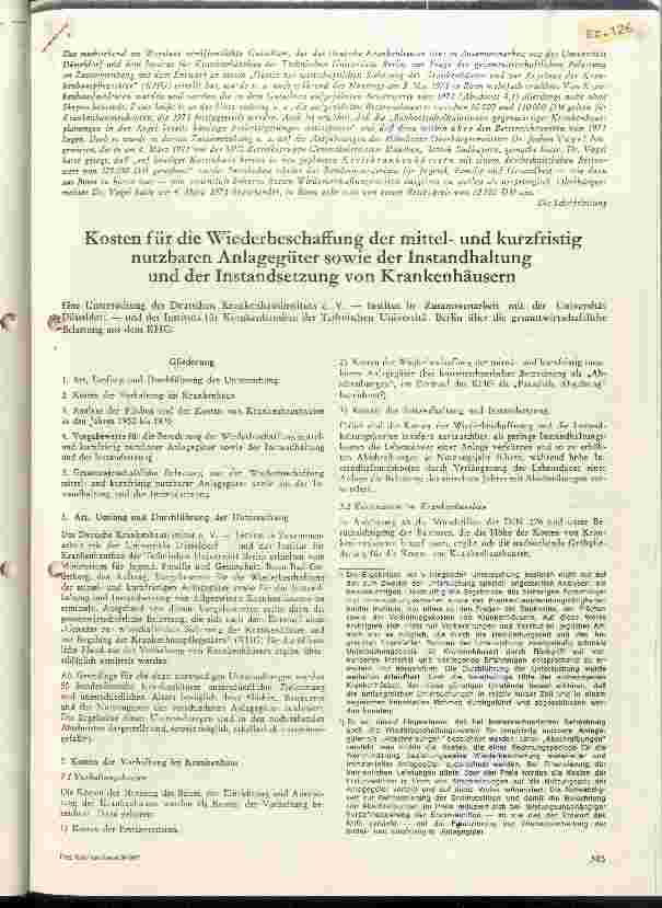 Vorschauseite 1: Kosten für die Wiederbeschaffung der mittelund kurzfristig nutzbaren Anlagegütern sowie der Instandhaltung und Instandsetzung von Krankenh.