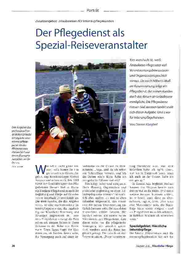 Vorschauseite 1: Der Pflegedienst als Spezial-Reiseveranstalter
