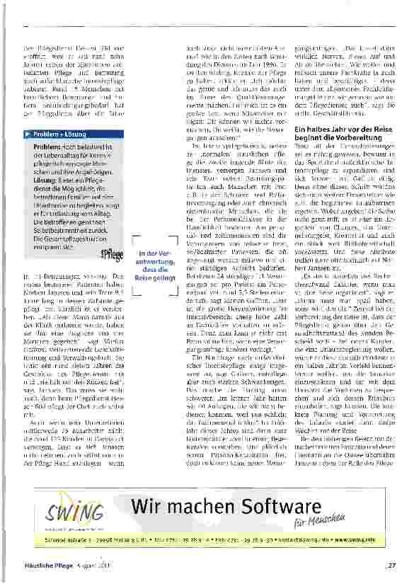 Vorschauseite 2: Der Pflegedienst als Spezial-Reiseveranstalter