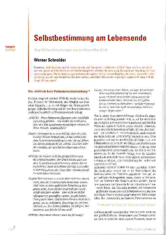 Vorschauseite 1: Selbstbestimmung am Lebensende