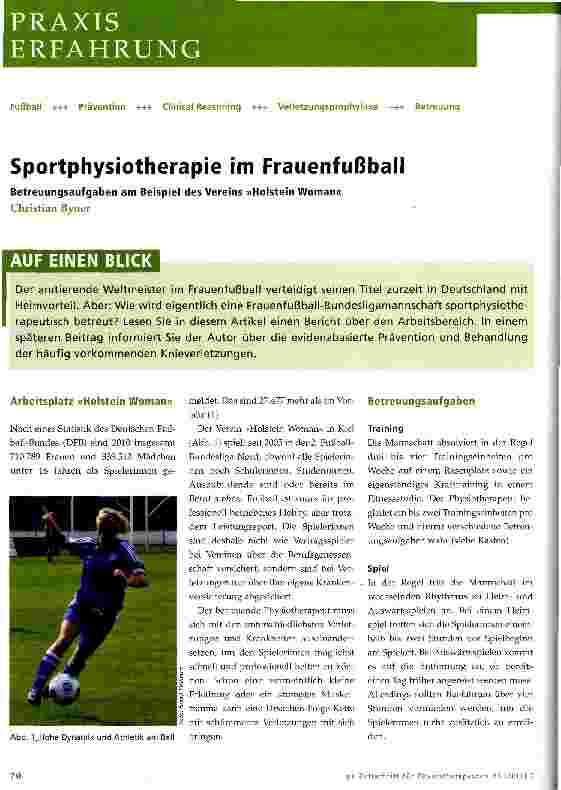 Vorschauseite 1: Sportphysiotherapie im Frauenfußball