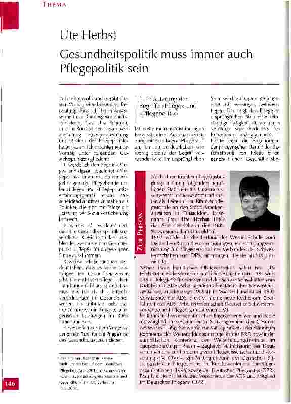 Vorschauseite 1: Gesundheitspolitik muss immer auch Pflegepolitik sein