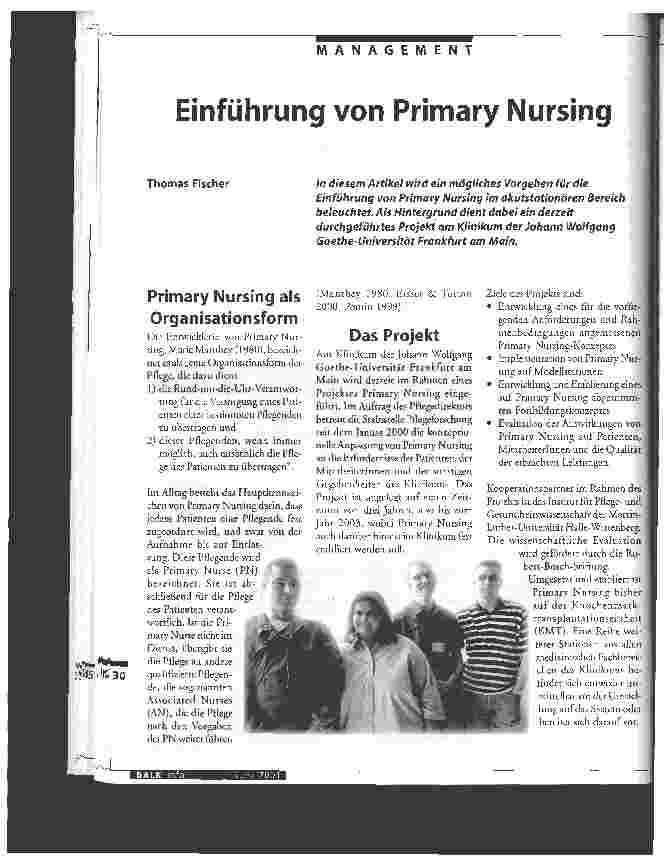 Vorschauseite 1: Einführung von Primary Nursing