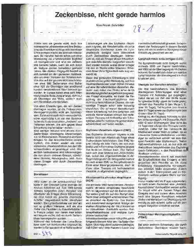 Vorschauseite 1: Zeckenbisse, nicht gerade harmlos