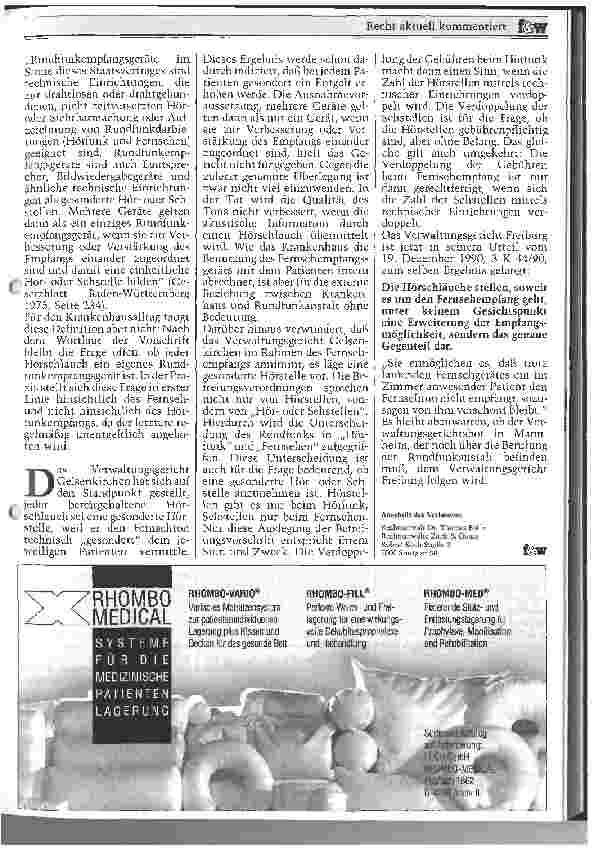 Vorschauseite 2: Rundfunkgebühren im Krankenhaus