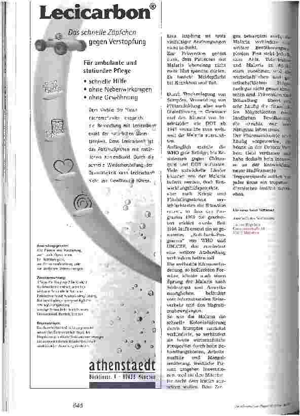 Vorschauseite 5: Malaria - eine Weltkrankheit Exotische Pflege