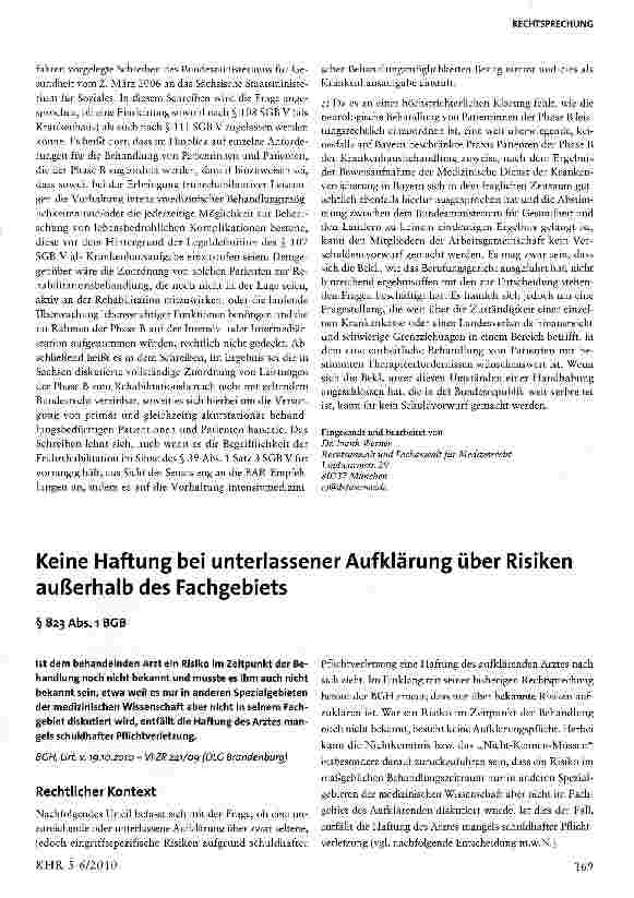 Vorschauseite 6: Haftung der Arbeitsgemeinschaft der Krankenkassenverbände im Zusammenhang mit dem Abschluss eines Versorgungsvertrags nach § 111 SGB V