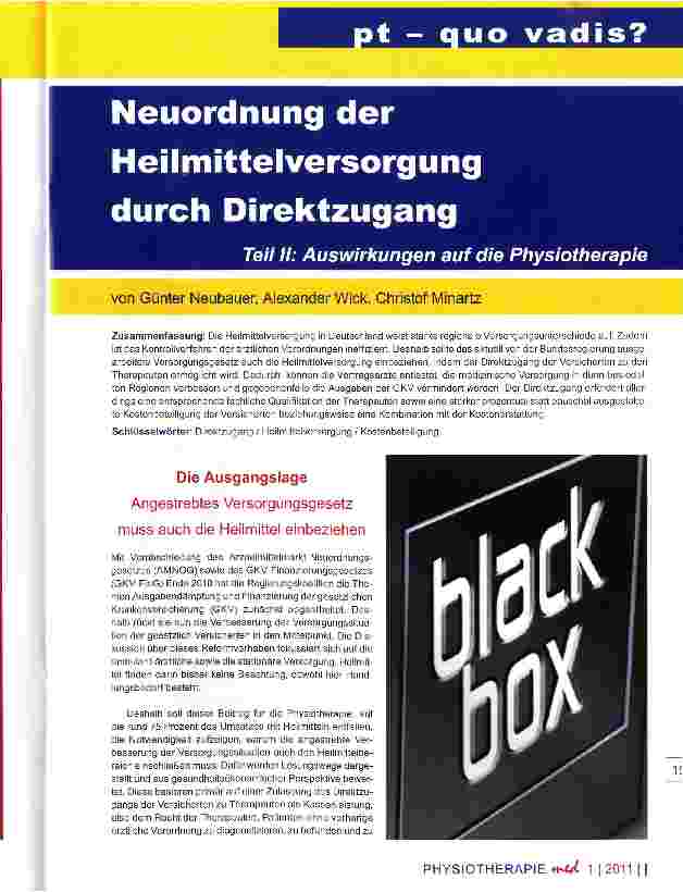 Vorschauseite 1: Neuordnung der Heilmittelversorgung durch DirektzugangTeil II: Auswirkungen auf die Physiotherapie
