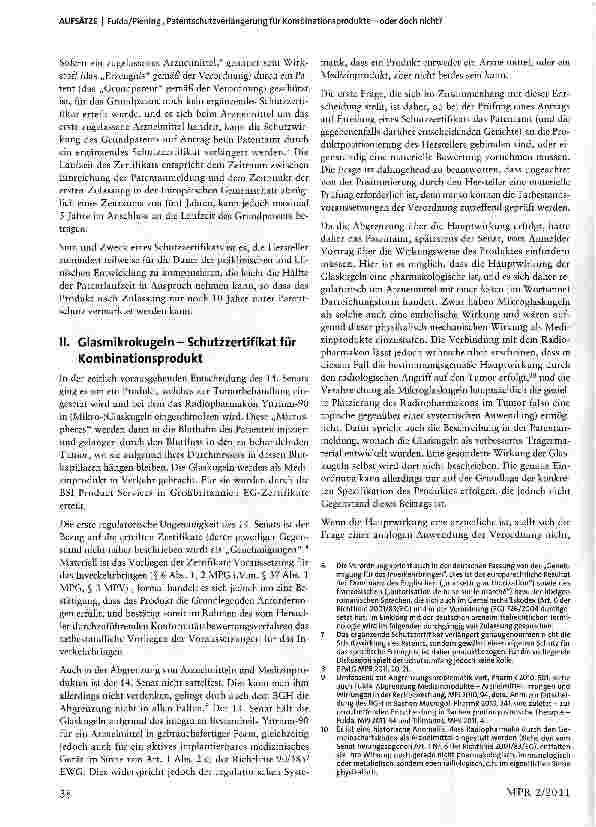 Vorschauseite 2: Patentschutzverlängerung für Kombinationsprodukte -oder doch nicht?
