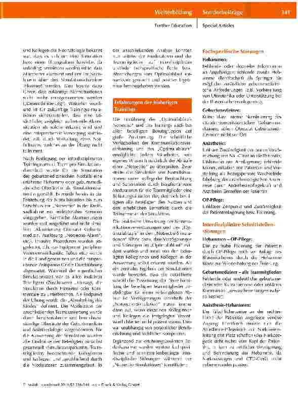 Vorschauseite 5: Interdisziplinäres Training der „Notsectio