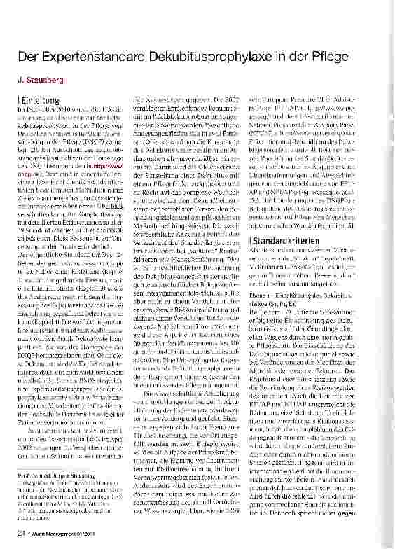 Vorschauseite 1: Der Expertenstandard Dekubitusprophylaxe in der Pflege