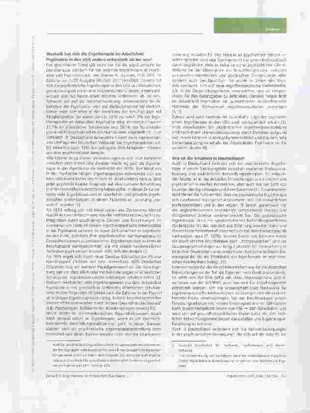 Vorschauseite 2: Ergotherapie im Arbeitsfeld Psychiatrie Gemeinsamkeiten und Unterschiede in der Bedeutung eines ergotherapeutischen Tätigkeitsfeldes zwischen den USA und Deutschland