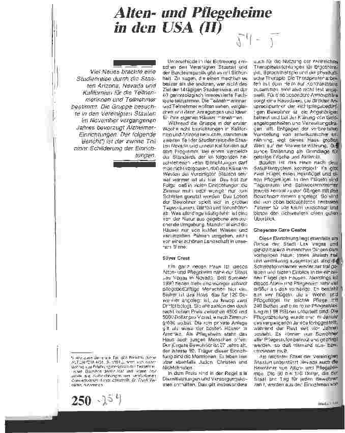Vorschauseite 1: Altenund Pflegeheime in den USA (II)