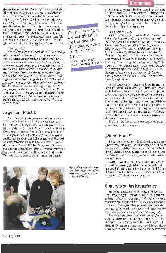 Vorschauseite 3: Ein Kirchentag auch für die Pflegenden In Essen-Steele wurde der Notstand diskutiert