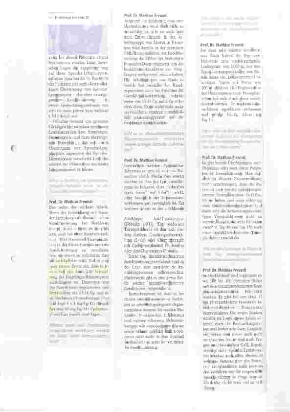 Vorschauseite 2: Toxizitätsreduzierte Knochenmarktransplantation bei Leukämie Intervie mit Prof. Dr. med. Mathias Freund