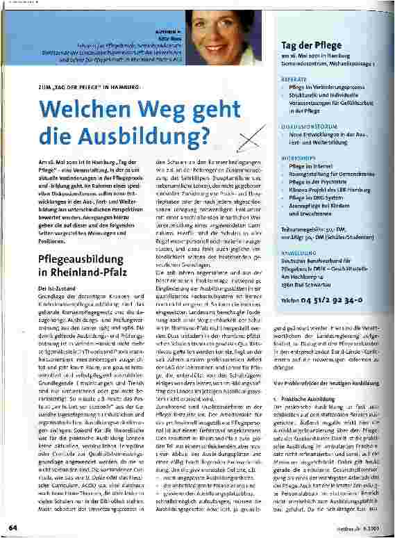 Vorschauseite 1: Welchen Weg geht die Ausbildung? Zum Tag der Pflege in Hamburg