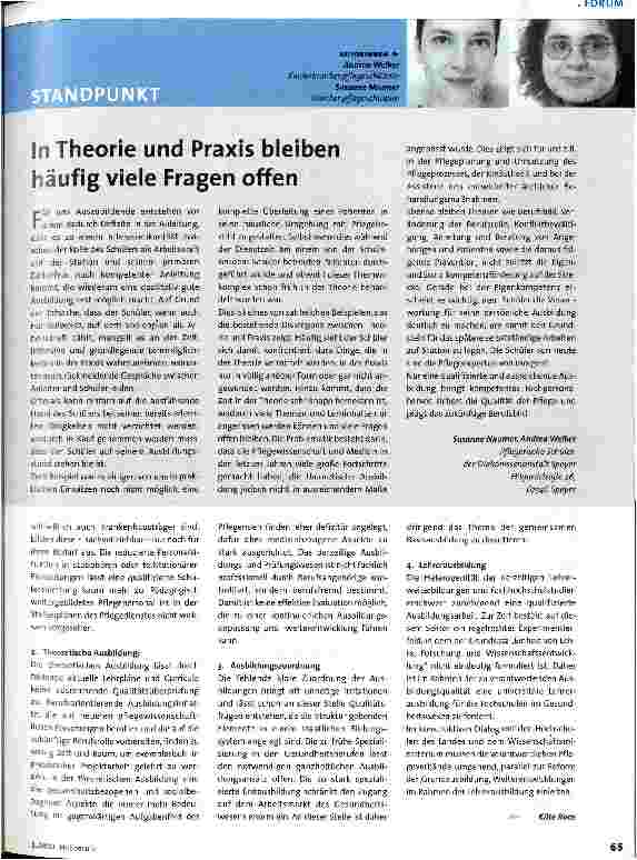 Vorschauseite 2: Welchen Weg geht die Ausbildung? Zum Tag der Pflege in Hamburg