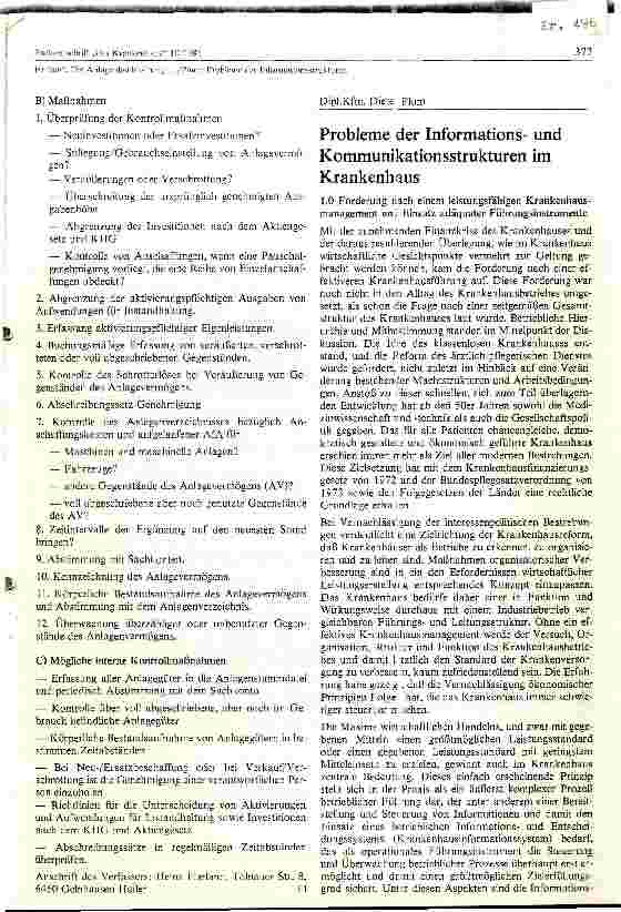 Vorschauseite 1: Probleme der Informations u. Kommunikationsstruktur im Krankenhaus