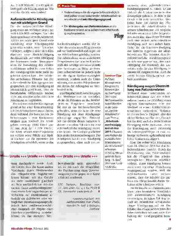 Vorschauseite 2: Arbeitsrecht: Außerordentliche Kündigung
