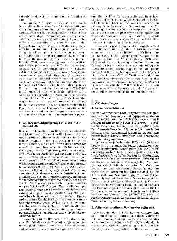 Vorschauseite 4: Weiterbeschäftigungsanspruch von Auszubildenden nach §§9, 107 Satz 2 BPersVG- Ein Überblick über die neuere Rechtsprechung -
